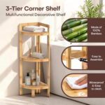 Bamboo 3-Tier Corner Shelf Stand Free-Standing Space-Saving Waterproof Durable for Bathroom Kitchen & Living Room Storage - Image 3
