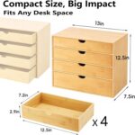 Bamboo 4-Tier Desk Organizer Drawers Space-Saving for Office Supplies Makeup Accessories Small Desktop Storage for - Image 3