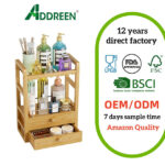 Bamboo Bathroom Countertop Organizer 2-Tier Makeup Organizer with 2 Drawers Vanity Organizer Storage