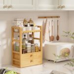 Bamboo Bathroom Countertop Organizer 2-Tier Makeup Organizer with 2 Drawers Vanity Organizer Storage - Image 2