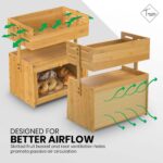 Bamboo Bread Box Fruit Basket 2-in-1 Kitchen Countertop Organizer Breathable Design Acrylic Window Door Bamboo Storage Box - Image 2