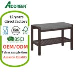 Bamboo Double Rectangular Shoe Rack Bench Cushion Upholstered Padded Seat Storage Shelf Holds 350 lb Entryway Bedroom Living