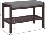 Bamboo Double Rectangular Shoe Rack Bench Cushion Upholstered Padded Seat Storage Shelf Holds 350 lb Entryway Bedroom Living - Image 2