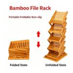 Bamboo Foldable Magazine Rack Adjustable 2 Heights A3 Brochure Display Stand Portable Catalog Stand for Exhibition Store - Image 2