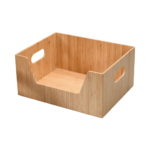 Bamboo Storage Box Open Front Stackable Bin Organizer Rectangle 14 X 11 X 6.5 Inches for Kitchen Pantries Cabinets Countertops