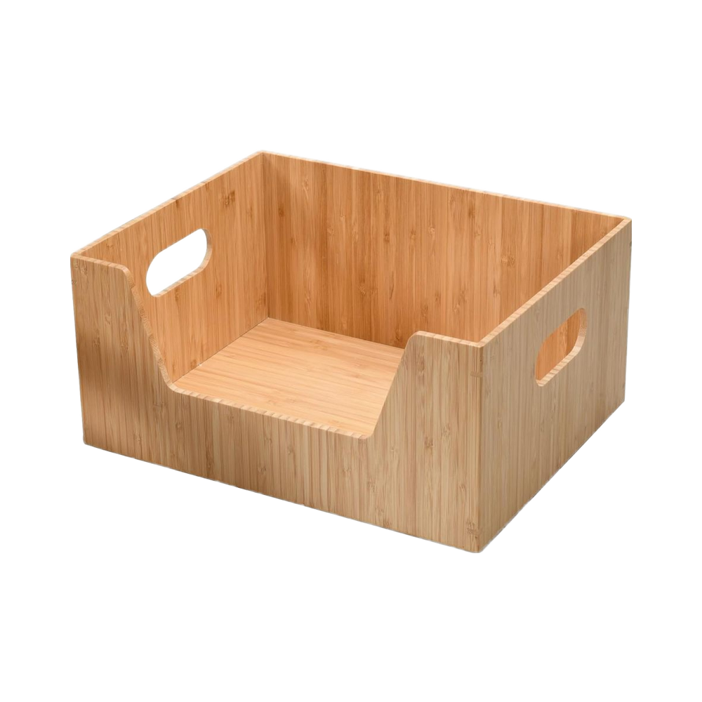 Bamboo Storage Box Open Front Stackable Bin Organizer Rectangle 14 X 11 X 6.5 Inches for Kitchen Pantries Cabinets Countertops01 Bamboo Storage Box Open Front Stackable Bin Organizer Rectangle 14 X 11 X 6.5 Inches for Kitchen Pantries Cabinets Countertops - Image 1