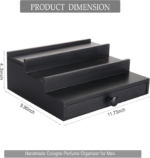 Black 3-Tier Wooden Cologne Organizer with Hidden Compartment and Drawer for Convenient Perfume Storage Display Stand - Image 2