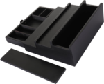 Black 3-Tier Wooden Cologne Organizer with Hidden Compartment and Drawer for Convenient Perfume Storage Display Stand - Image 3