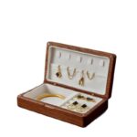 Black Walnut Fine Flannel Japanese Style Rectangle High-end Portable Jewelry Box for Necklace and Ring Storage