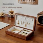 Black Walnut Fine Flannel Japanese Style Rectangle High-end Portable Jewelry Box for Necklace and Ring Storage - Image 3