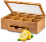 Bridge Modern Large Bamboo Tea Storage Box with Laser Logo Rectangle Chest Organizer for Tea Bags Multifunction 1-3L Capacity - Image 2