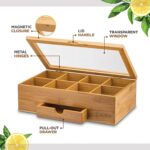 Bridge Modern Large Bamboo Tea Storage Box with Laser Logo Rectangle Chest Organizer for Tea Bags Multifunction 1-3L Capacity - Image 3