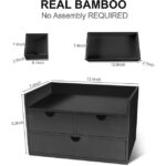 Charmewooden Bamboo Classic Rectangle Desk Organizer Black Drawers Storage Box Lacquer Technique Sustainable Home Office - Image 2