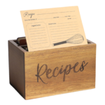 Classic Style Wooden Rectangle Recipe Storage Box Blank Acacia Card Holder with Dividers for Organizing Recipes