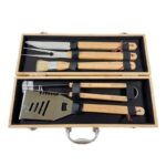 Custom Grilling Set With 5 Useful BBQ Grilling Tools Customized Wood Kitchen Tool Shrink Wrap & Brown Box or Customized Passed