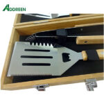 Custom Grilling Set With 5 Useful BBQ Grilling Tools Customized Wood Kitchen Tool Shrink Wrap & Brown Box or Customized Passed - Image 3