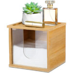 Eco-friendly Bamboo Lid Face Towel Holder Box Customized Color Logo Modern Design for Cosmetic Facial Towel Storage Bathroom
