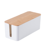 European Rectangle PS Plastic Cable Management Organizer Wooden Cover Power Cord Storage Box Conceal Store Power Strip Charger