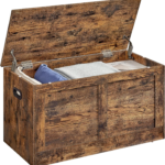 Farmhouse Style Wooden Toys Organizer Storage Trunk 2 Safety Hinges Entryway Shoe Bench Large Capacity Chest Storage Boxes Bins