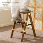 Folding Bamboo Ladder Stool Thickened Lightweight Dual-Purpose Household Climbing Herringbone Design Modern Bedroom Storage Home - Image 3