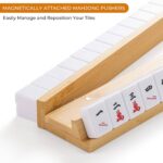 For Bamboo Wood Mahjong Racks with Magnetic Pushers Set 4 Tile Racks Durable American Mahjong Accessories Complete Storage Bag - Image 3
