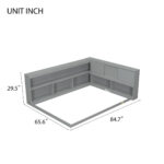 HR Eco-Friendly Modern Wooden Grey Full Size Convertible Daybed Storage Shelves Multi-Functional Bed Trundle Bed Study Desk Kids - Image 3
