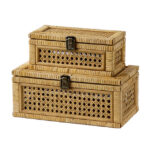 Handmade Bamboo Modern Rectangle Portable Picnic Basket Flexible Camping Storage Box