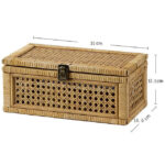Handmade Bamboo Modern Rectangle Portable Picnic Basket Flexible Camping Storage Box - Image 2