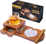 Handmade Modern Solid Wood Ashtray Windproof Portable Square Cigar Drawer Whiskey Cup Holder Nice Packaging for Smoking