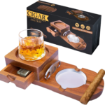 Handmade Modern Solid Wood Ashtray Windproof Portable Square Cigar Drawer Whiskey Cup Holder Nice Packaging for Smoking