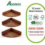 Heavy Duty Backless Corner Shelf Wall Mount Set 3 Acacia Wood Floating Shelves for Bedroom LivingRoom Bathroom Corner Shelf