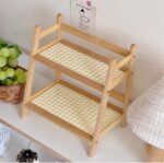 Heoclao Modern Bamboo Double Tier Rack Double Countertop Hutch Bookshelf Stand Storage Shelf Cleaning Tools Flowers Seasoning - Image 2
