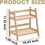 Heoclao Modern Bamboo Double Tier Rack Double Countertop Hutch Bookshelf Stand Storage Shelf Cleaning Tools Flowers Seasoning - Image 3