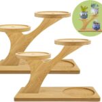 Indoor 3-Tier Bamboo Succulent Plant Stand with Contemporary Design Powder Coated Finish for Home and Tabletop Garden Use