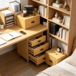 Kingrol Bamboo Cube Stackable Desk Drawer Organizer Handle for Home Office Entryway Closet Bedroom Bathroom-15x11.75x6.5 Inch - Image 3