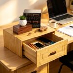 Kingrol Bamboo Cube Stackable Desk Drawer Organizer Handle for Home Office Entryway Closet Bedroom Bathroom-15x11.75x6.5 Inch - Image 2