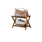 Luggage Rack, Set of 2, Foldable Bamboo Suitcase Stand with Storage Shelf for Guest Room, Bedroom, Hotel, Heavy-Duty (Walnut)