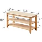 Modern 31.5" Solid Wood Multi-functional Storage Bench with Elegant Panel Design for Living Room Shoe Rack