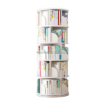 Modern 360 Degree Rotation Wooden Bookshelf Eco-Friendly Durable Space-Saving Picture Book Rack for Home & Living Room Storage