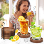 Modern Acacia Wood Coasters for Home Dining Table Decor Cute Beer Bar Drink Cup Holder Wooden Storage Trays for Coffee Table - Image 2