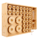 Modern Eco-Friendly Manufacturer Bamboo Spice Bottle Holder Moso Bamboo Seasoning Storage Rack Wall Mounted Multi Jars