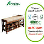 Modern Eco-Friendly Shoe Rack and Storage Bench for Entryway 2-Tier Upholstered Shoe Organizer with Cushion Compact Bench