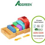 Modern Flexible Expandable Bamboo Lacquer Finish Rectangle Kitchen Cabinet Lid Organizer 3 Adjustable Dividers Storage