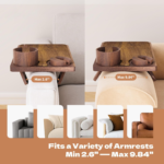 Modern Portable Acacia Wood Storage Tray Living Room Narrow Wide Recliner TV Entertaining Snack Table Couch Arm Phone Holder - Image 2