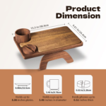 Modern Portable Acacia Wood Storage Tray Living Room Narrow Wide Recliner TV Entertaining Snack Table Couch Arm Phone Holder - Image 3