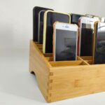 Multi-Purpose Bamboo Modern Minimalist Light Brown 24-Compartment Phone Storage Box for Desk and Office Use - Image 2