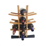 Natural Bamboo Countertop Wine Holder Wave Layer Space Saving Wine Storage Rack for Kitchen Bar Home Decor