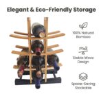 Natural Bamboo Countertop Wine Holder Wave Layer Space Saving Wine Storage Rack for Kitchen Bar Home Decor - Image 2