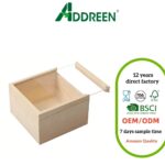 Natural Handmade Wooden Rectangle Carved French Country Clothing Organizer Underwear Box with 2 Compartments and Cloth Storage