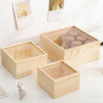 Natural Handmade Wooden Rectangle Carved French Country Clothing Organizer Underwear Box with 2 Compartments and Cloth Storage - Image 2